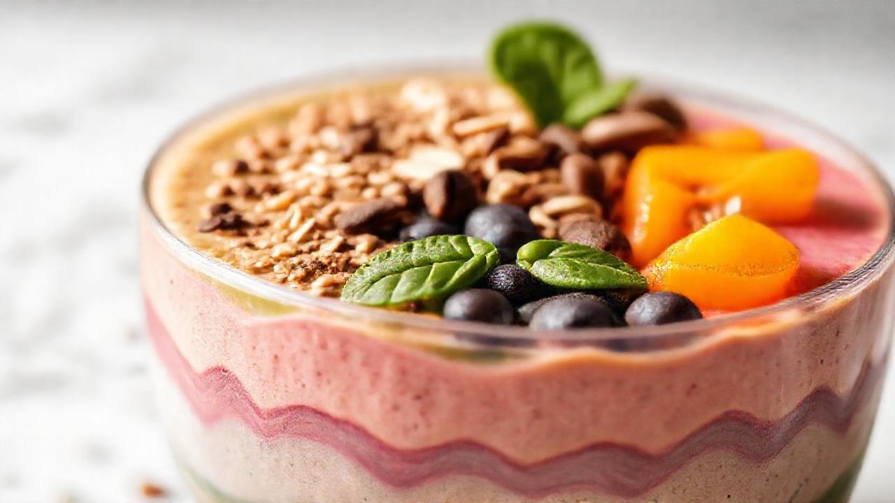 Batido colorido y saludable, visualmente atractivo