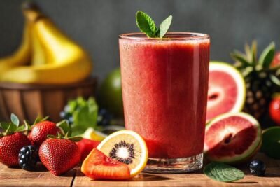 Batido de frutas vibrante