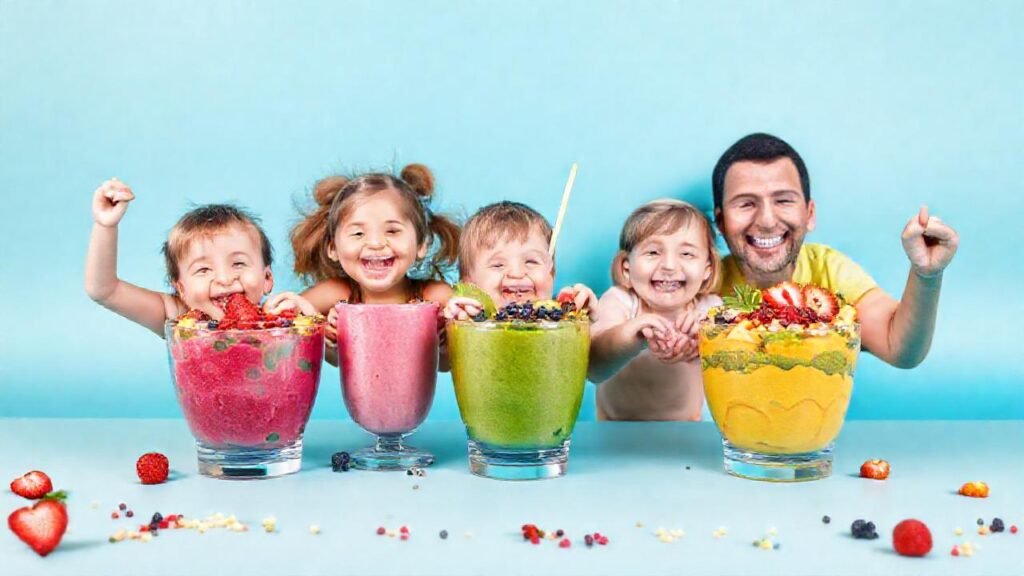 Batidos coloridos y saludables felices