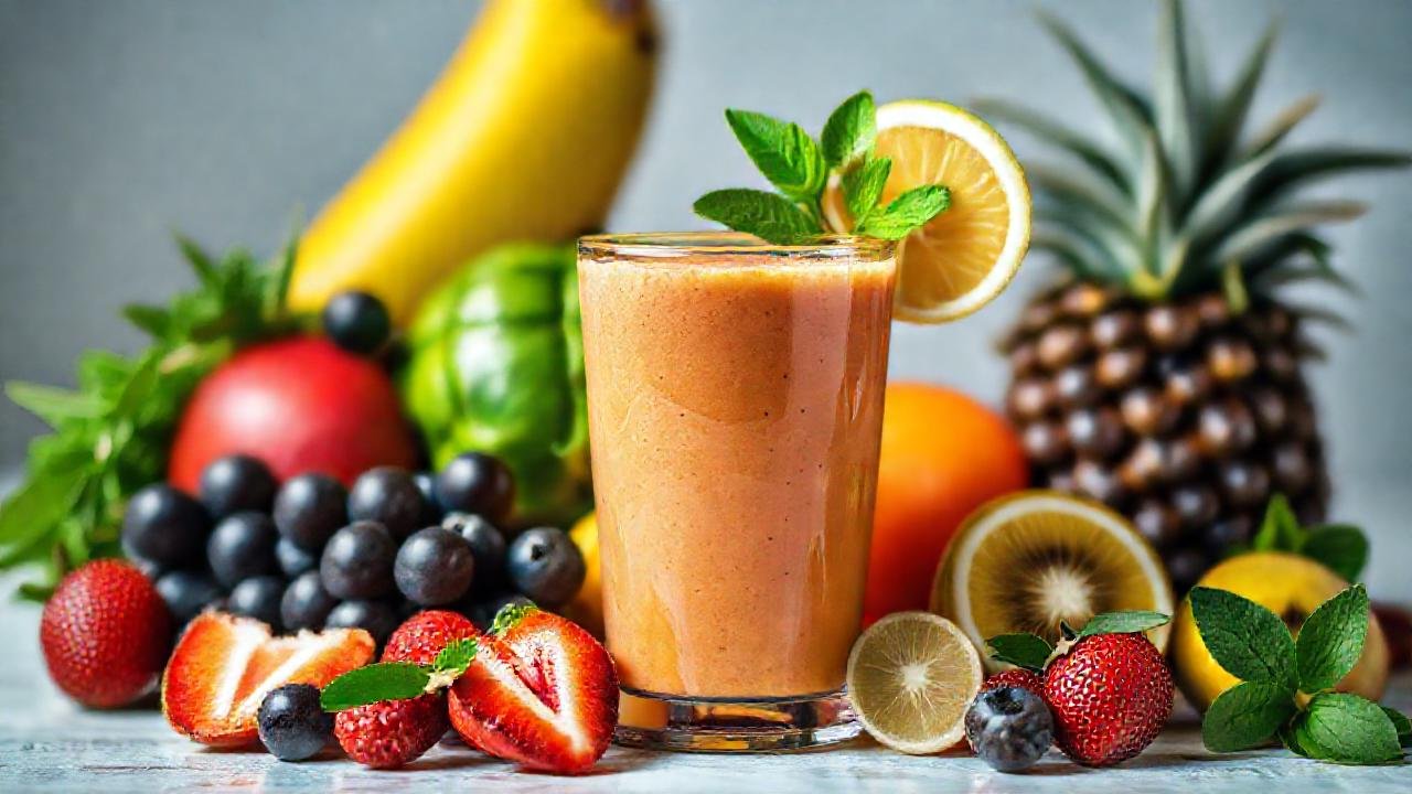 Frutas frescas crean un batido saludable