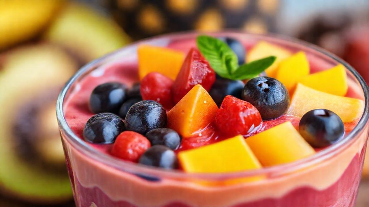 Un batido colorido y apetitoso