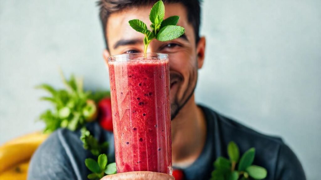 Un batido saludable ilumina una sonrisa