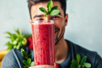 Un batido saludable ilumina una sonrisa