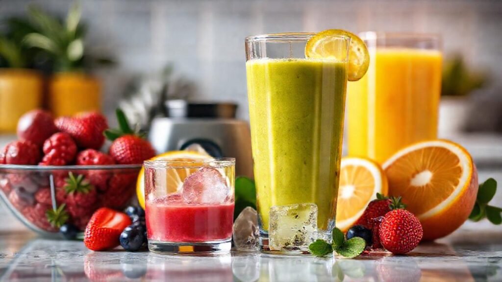 Un batido fresco y colorido se prepara