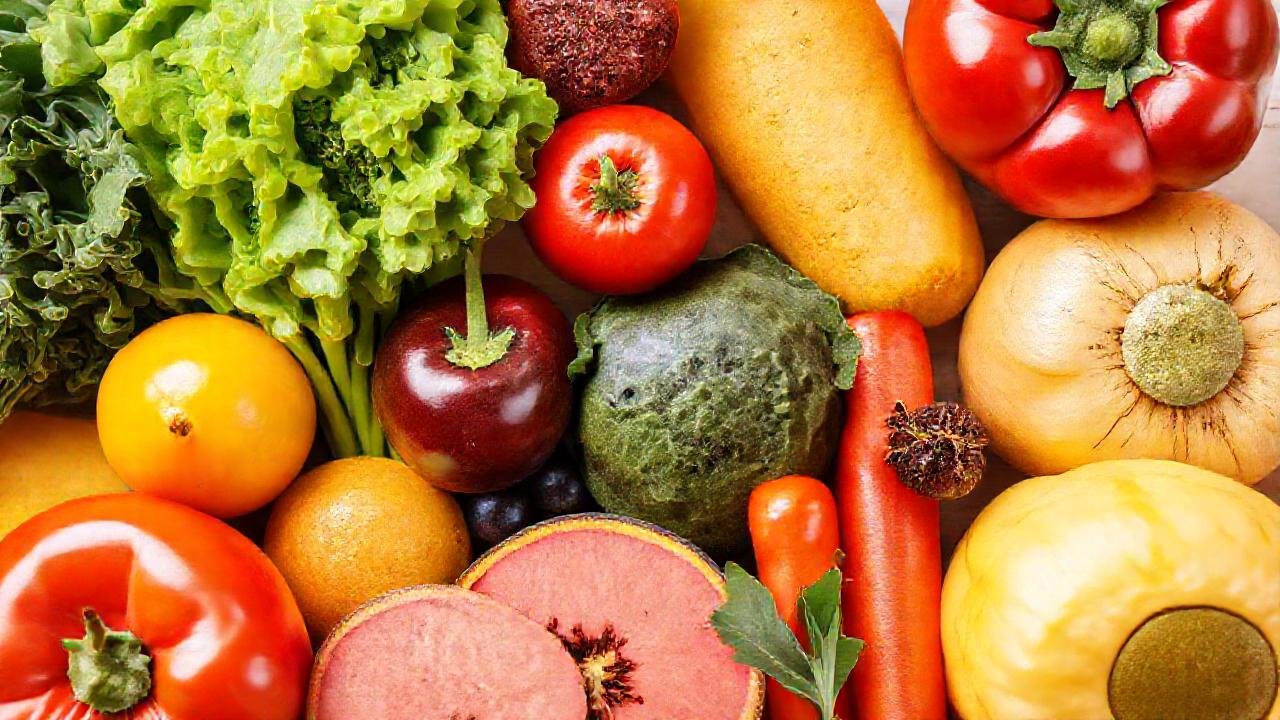 Frutas y verduras saludables, visualmente atractivas