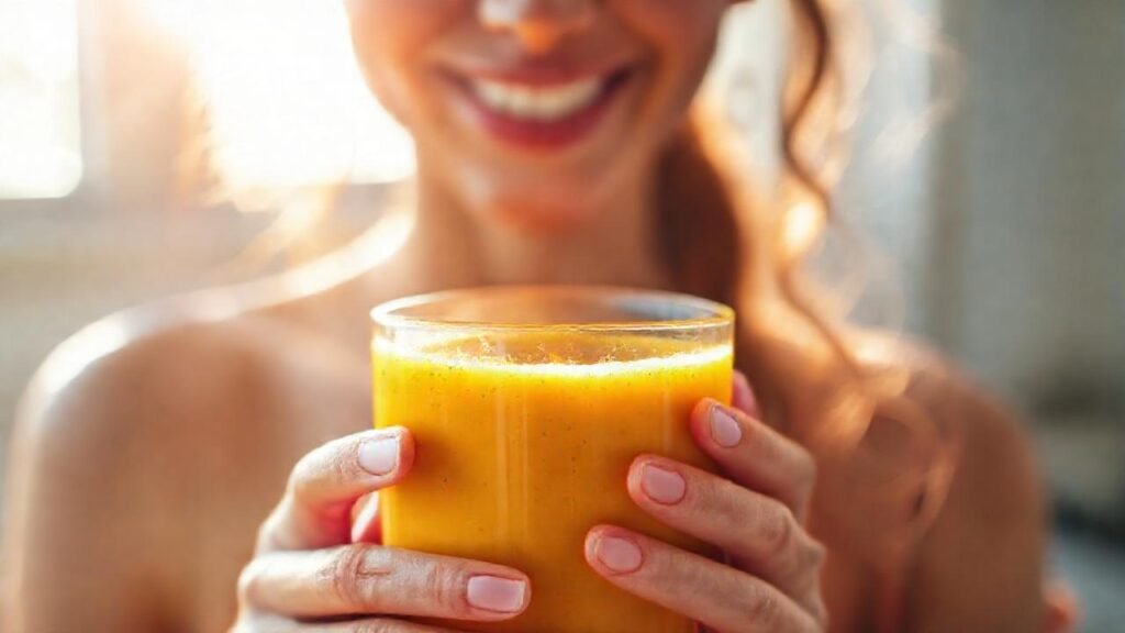 Un batido de cúrcuma saludable brilla